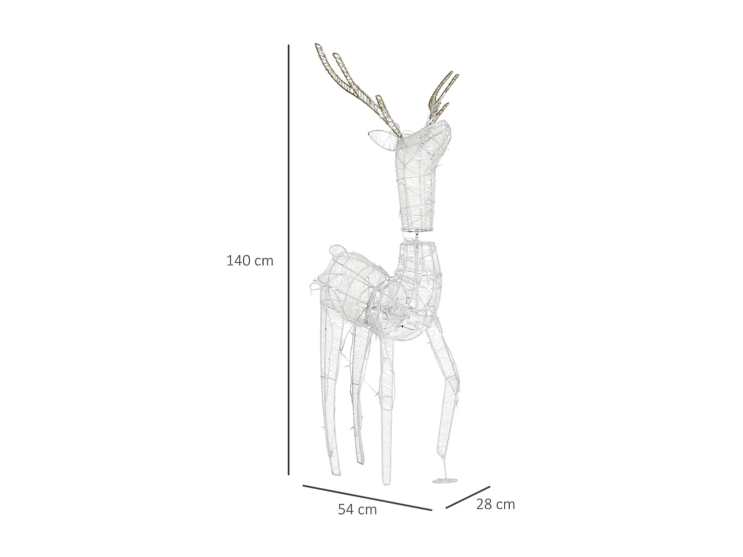Déco renne de Noël lumineux - Silhouette renne lumineux - décoration LED extérieure de Noël - 92 LED blanc froid