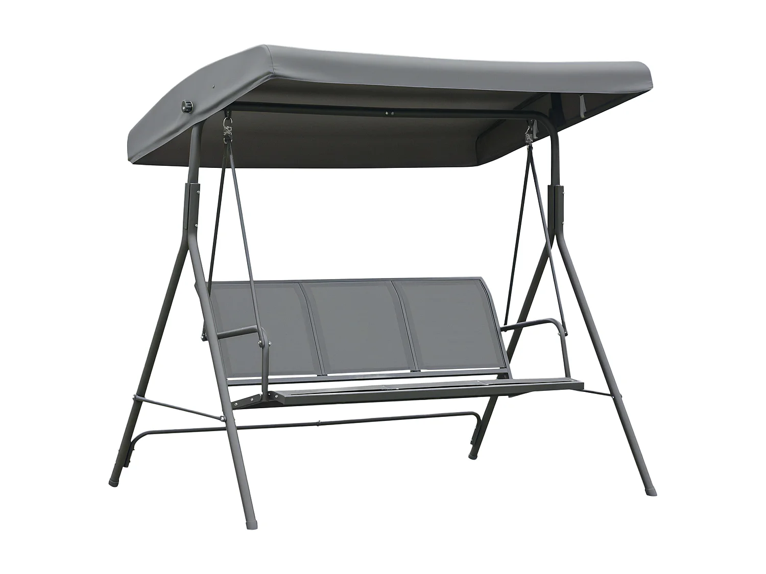 Balancelle de jardin 3 places grand confort toit inclinaison réglable assise et dossier ergonomique acier textilène gris