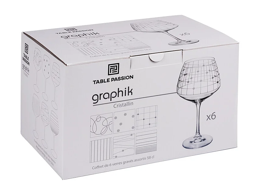 Coffret de 6 verres à pied dégustation Graphik 58 cl