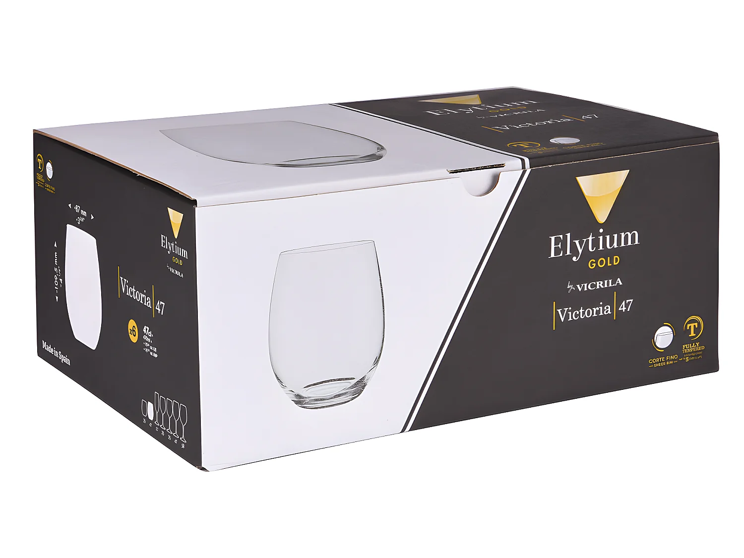 Boîte de 6 gobelets trempés Victoria 47 cl