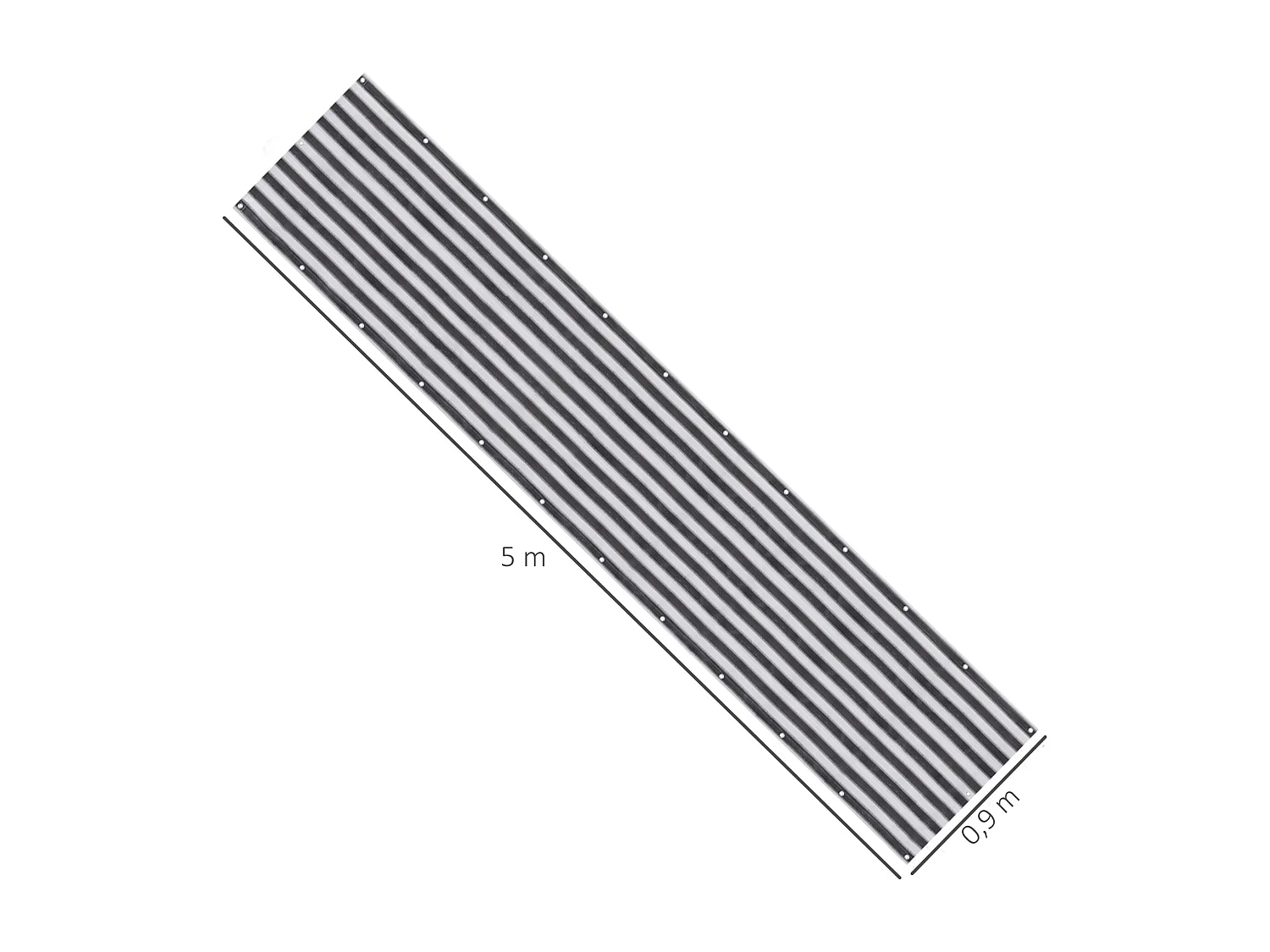 Lot de 2 brise-vue renforcés occultants HDPE haute densité 52 œillets + 4 cordons dim. 5L x 0,90H m gris blanc rayé