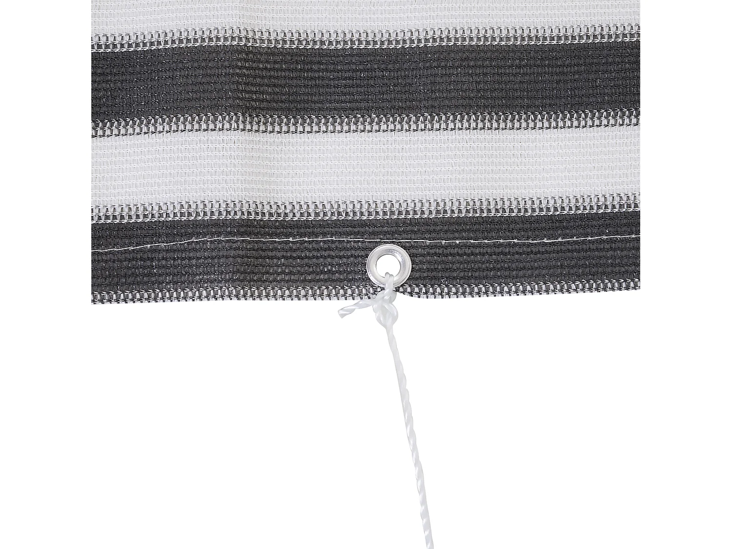 Lot de 2 brise-vue renforcés occultants HDPE haute densité 52 œillets + 4 cordons dim. 5L x 0,90H m gris blanc rayé