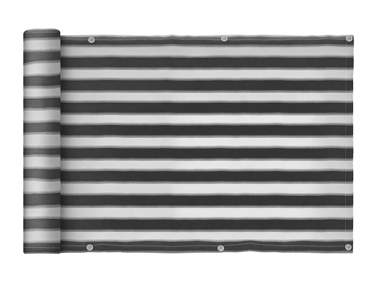 Lot de 2 brise-vue renforcés occultants HDPE haute densité 52 œillets + 4 cordons dim. 5L x 0,90H m gris blanc rayé