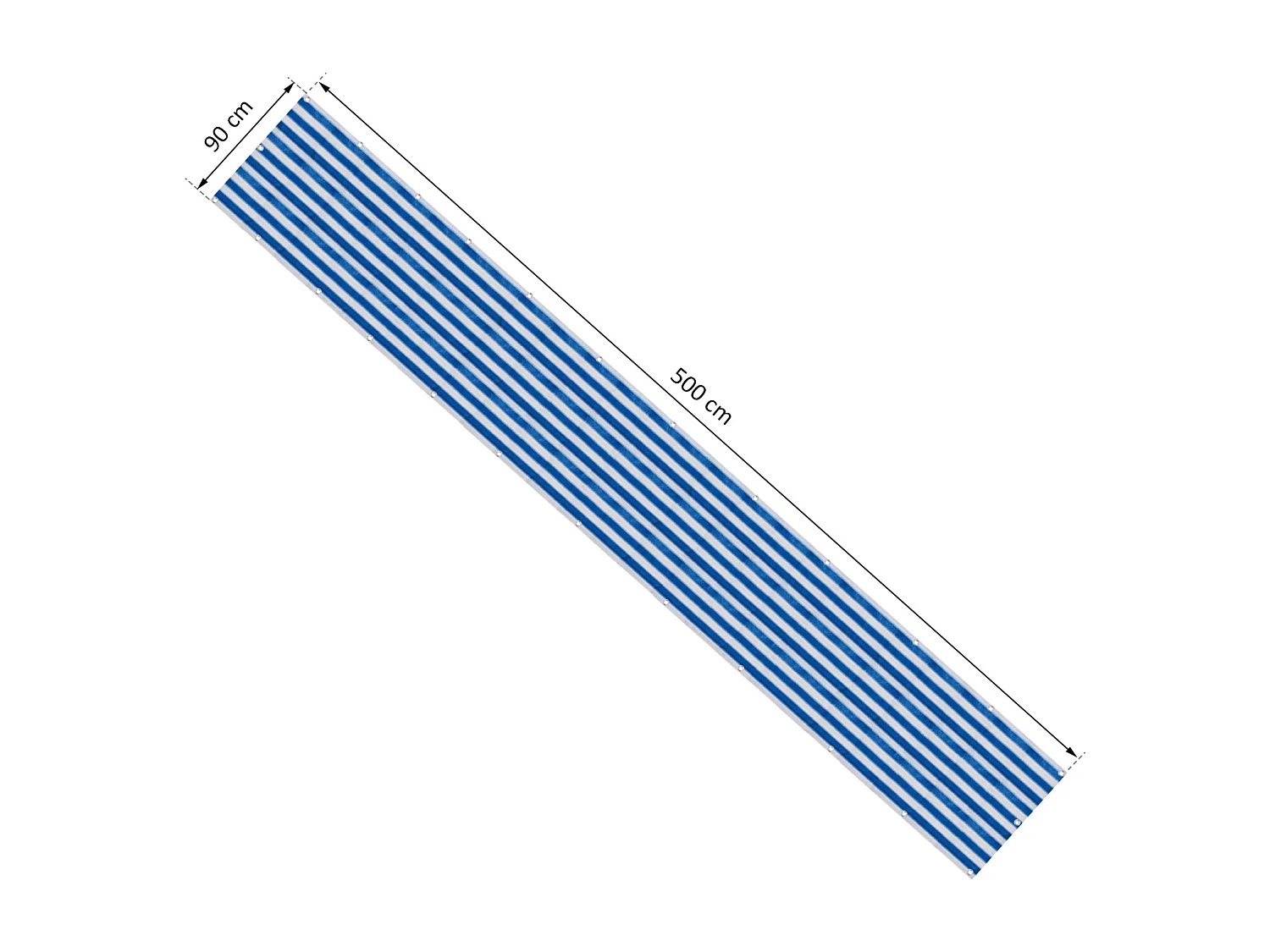Lot de 2 brise-vue renforcés occultants HDPE haute densité 52 œillets + 4 cordons dim. 5L x 0,90H m bleu blanc rayé
