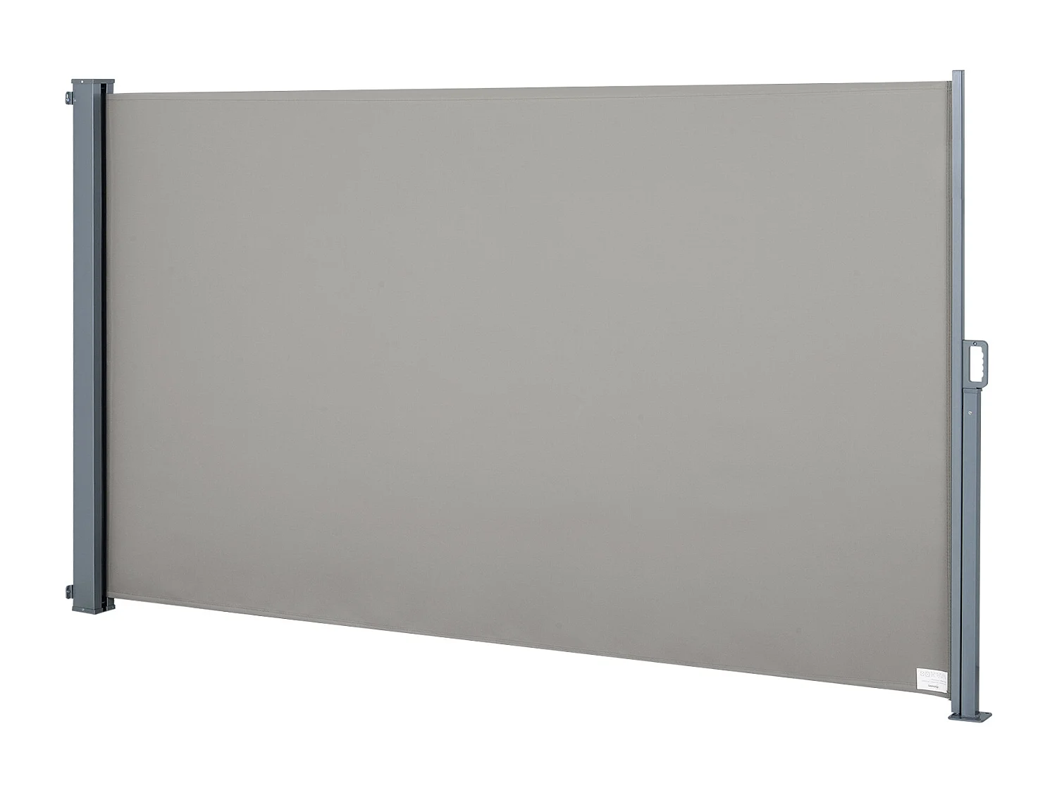 Store latéral brise-vue paravent rétractable dim. 3L x 1,60H m alu. polyester anti-UV haute densité 280 g/m² gris