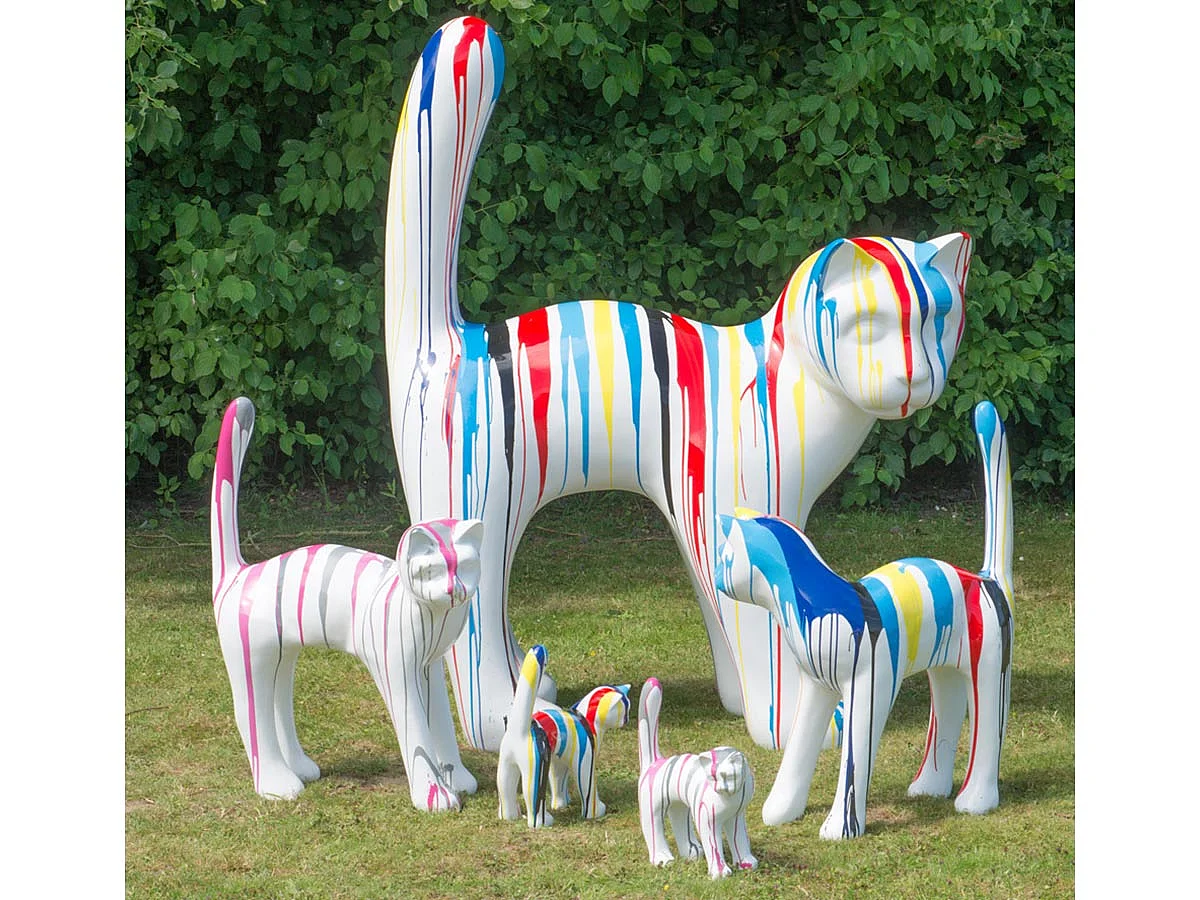 Chat TRASH rose H 115 cm en résine   -