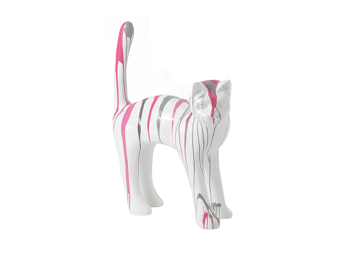 Chat TRASH rose H 115 cm en résine   -