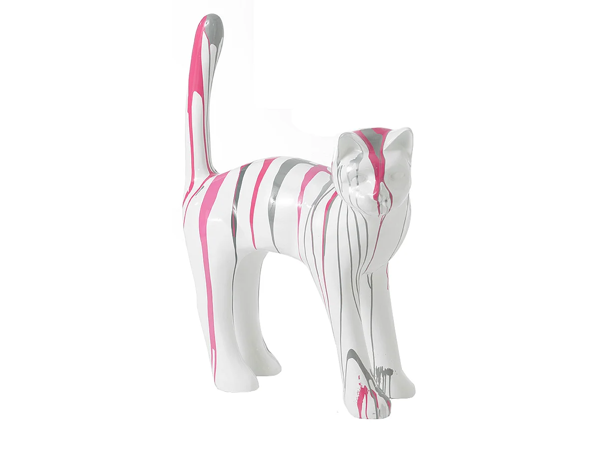 Chat TRASH rose H 115 cm en résine   -