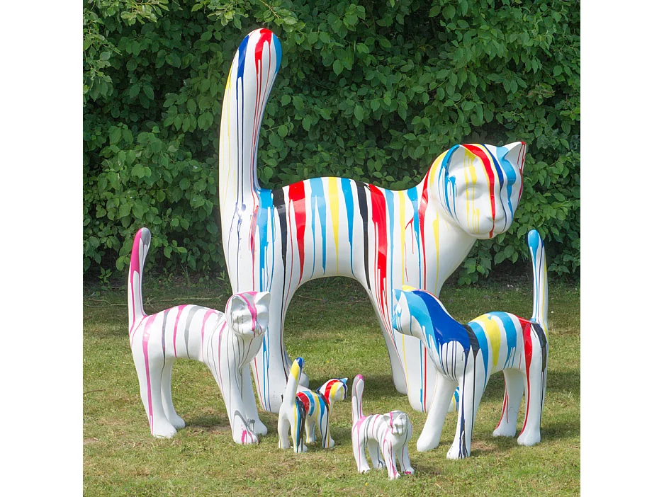 Chat TRASH rose H 115 cm en résine   -