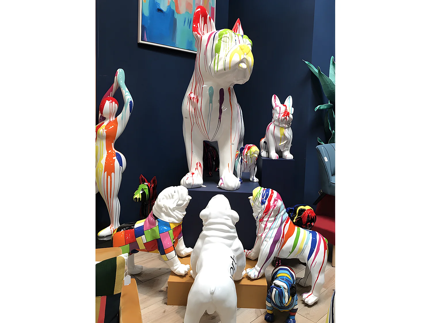 Bulldog cravate trash 36 cm  blanc