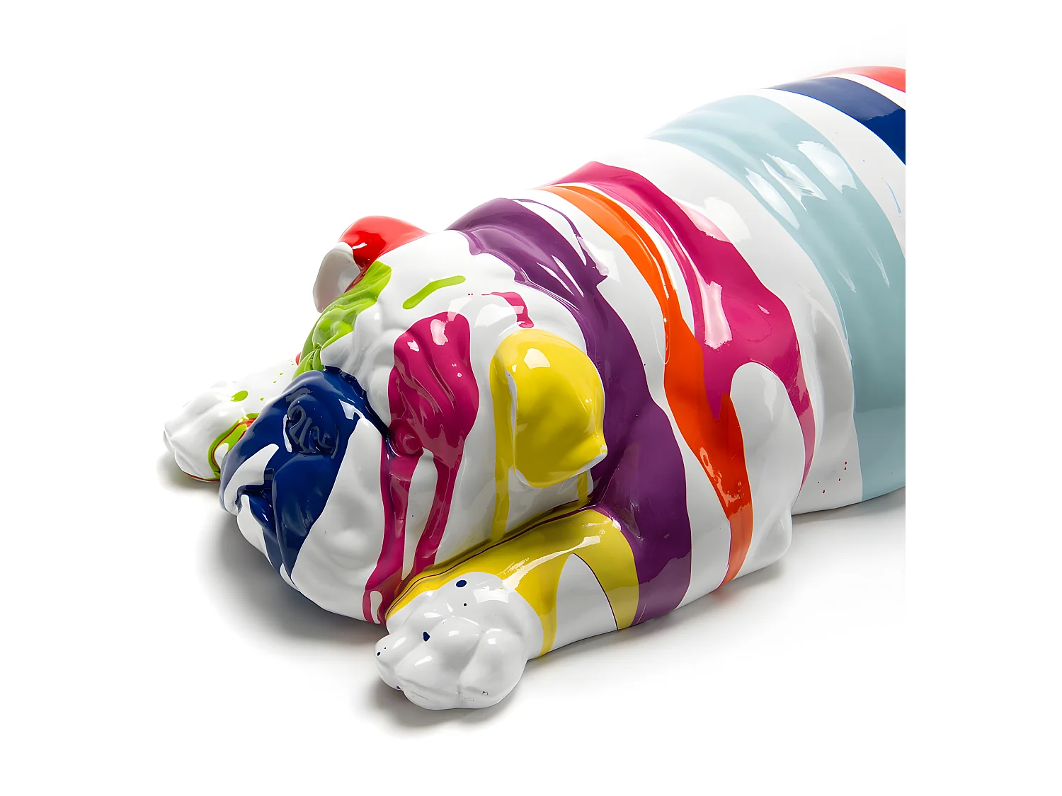 Chien couché Trash 60 cm blanc et multicolore