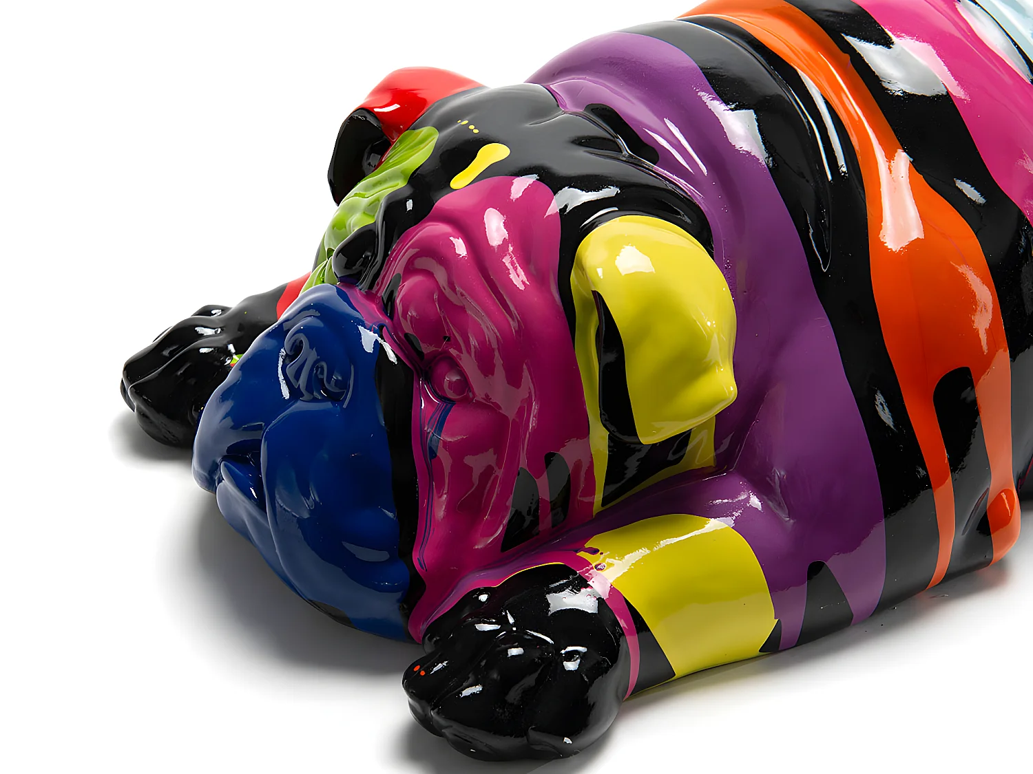 Chien couché Trash 60 cm noir et multicolore