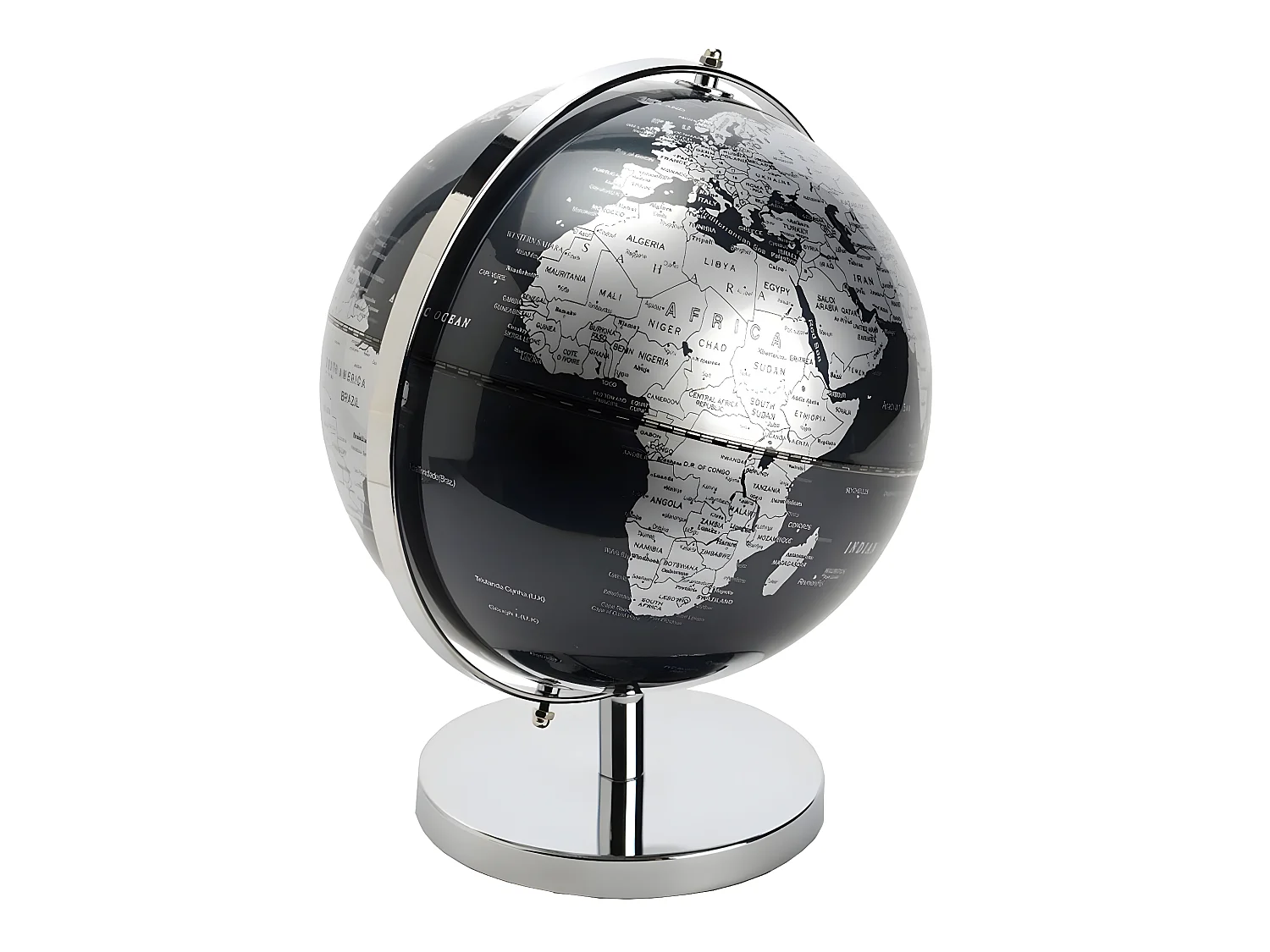 Globe monde noir/silver