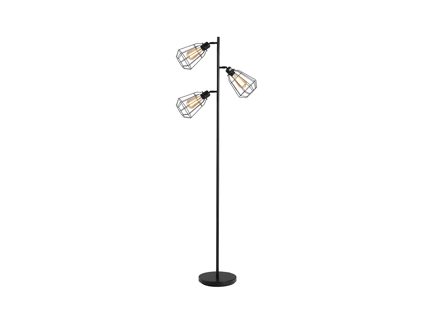 Lampadaire design industriel 3 ampoules max. 40 W abat-jour cage métal noir