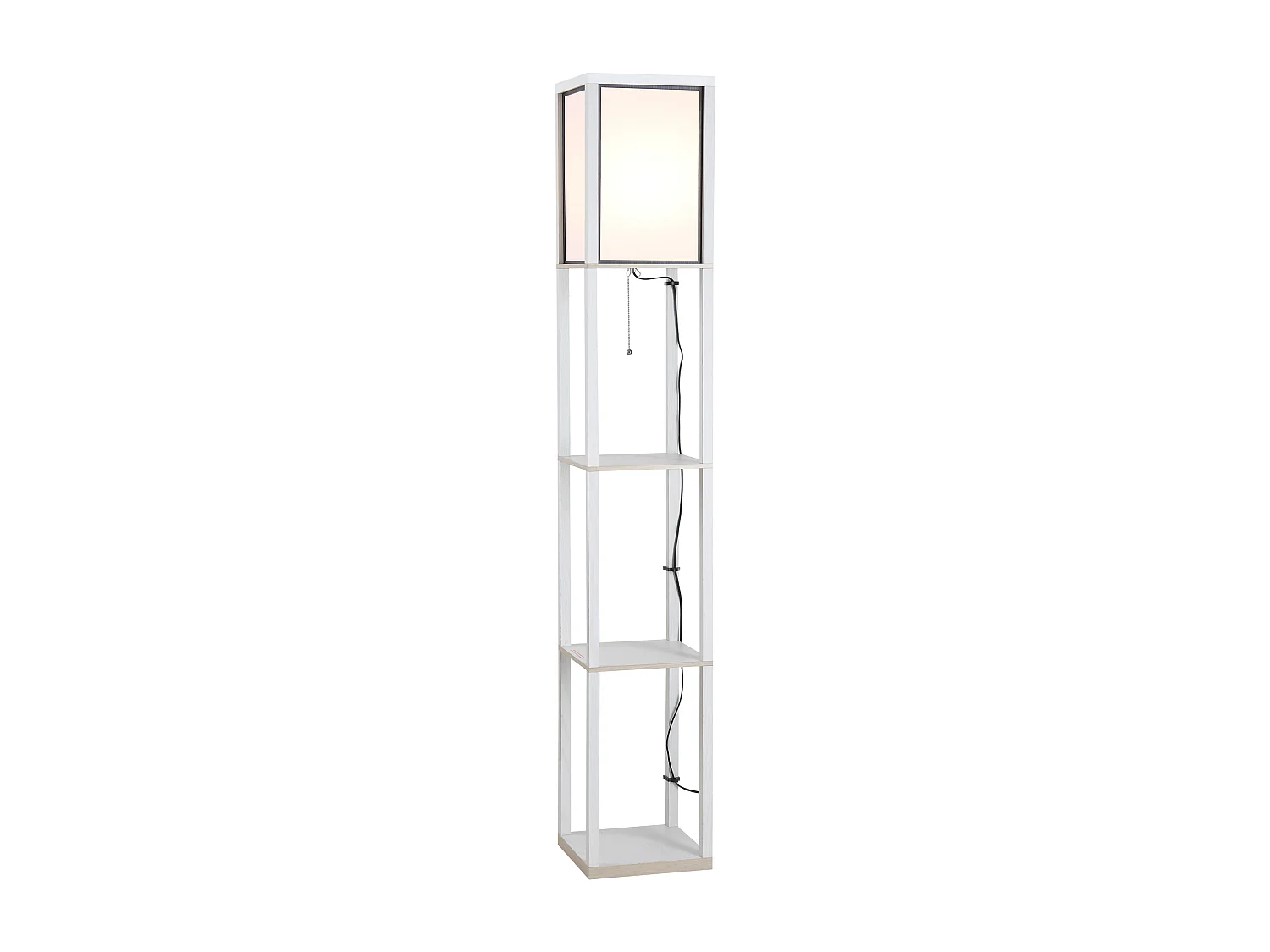 Lampadaire étagère lampe étagère 26L x 26l x 160H cm 3 étagères 4 niveaux MDF blanc