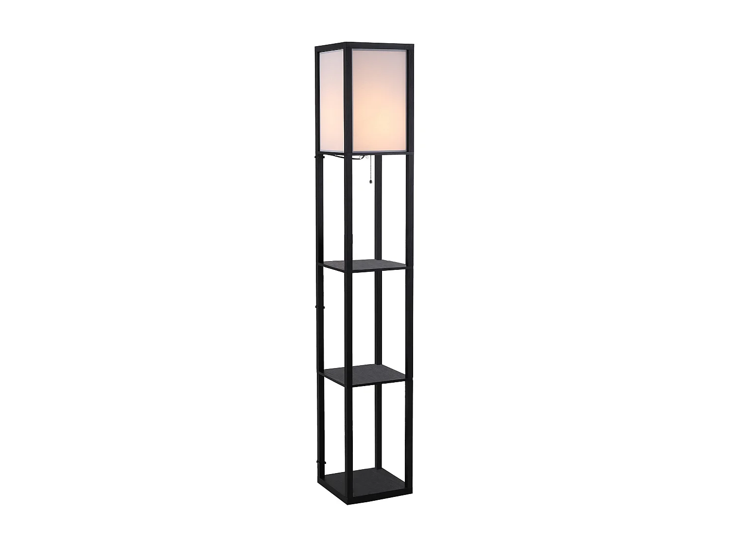 Lampadaire étagère lampe étagère 26L x 26l x 160H cm 3 étagères 4 niveaux MDF noir