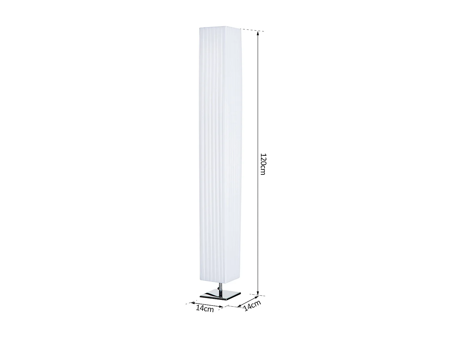 Lampe lampadaire colonne sur pied moderne lumière tamisée 40 W 14L x 14l x 120H cm inox blanc