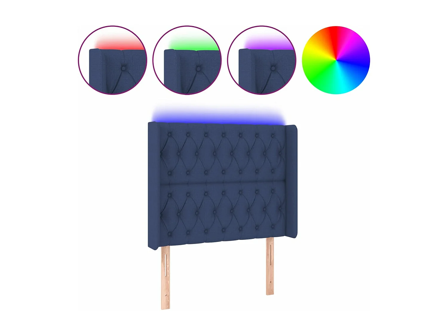 LED - Kopfteil für Bett | Bett-Kopfteil Blau 93x16x118/128 cm Stoff -MN873908