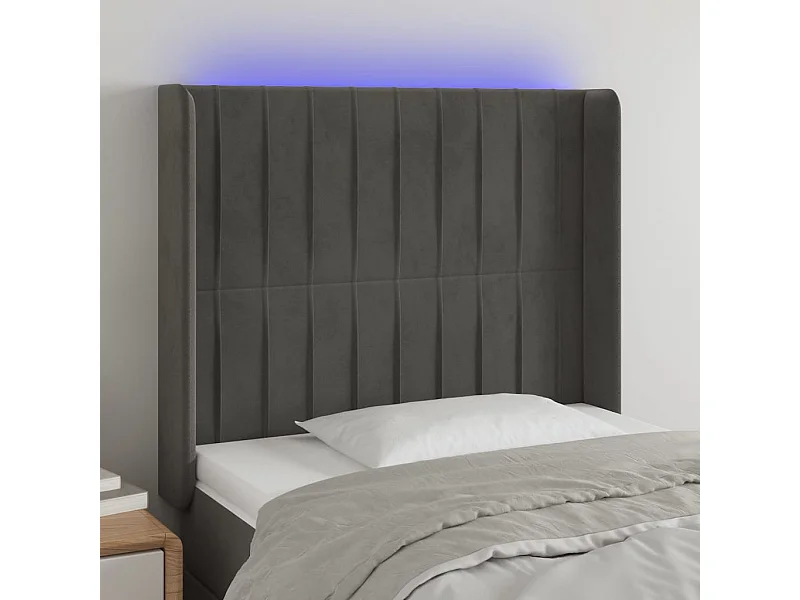 LED - Kopfteil für Bett | Bett-Kopfteil Dunkelgrau 93x16x118/128 cm Samt -MN999855