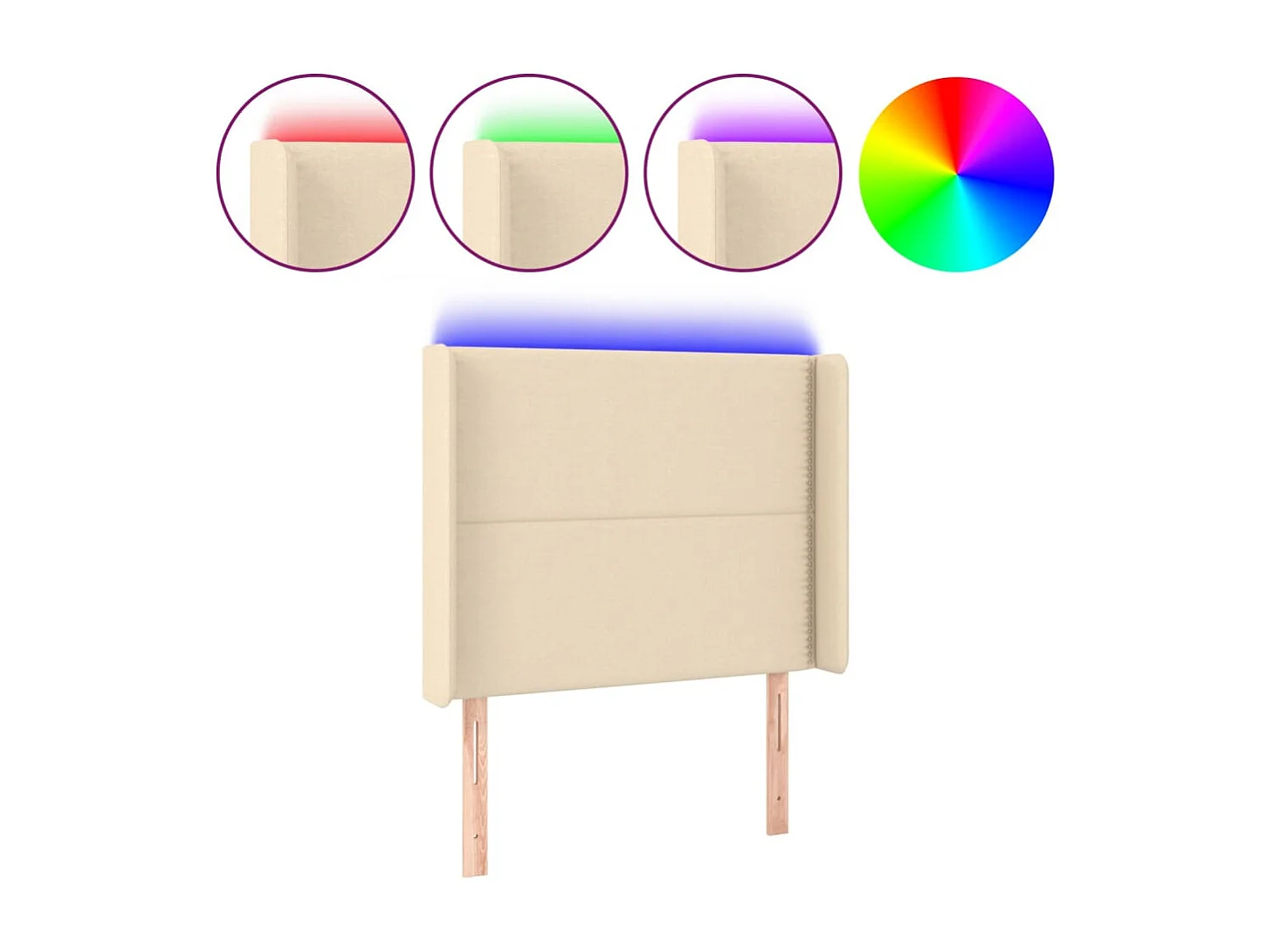 LED - Kopfteil für Bett | Bett-Kopfteil Creme 103x16x118/128 cm Stoff -MN907120