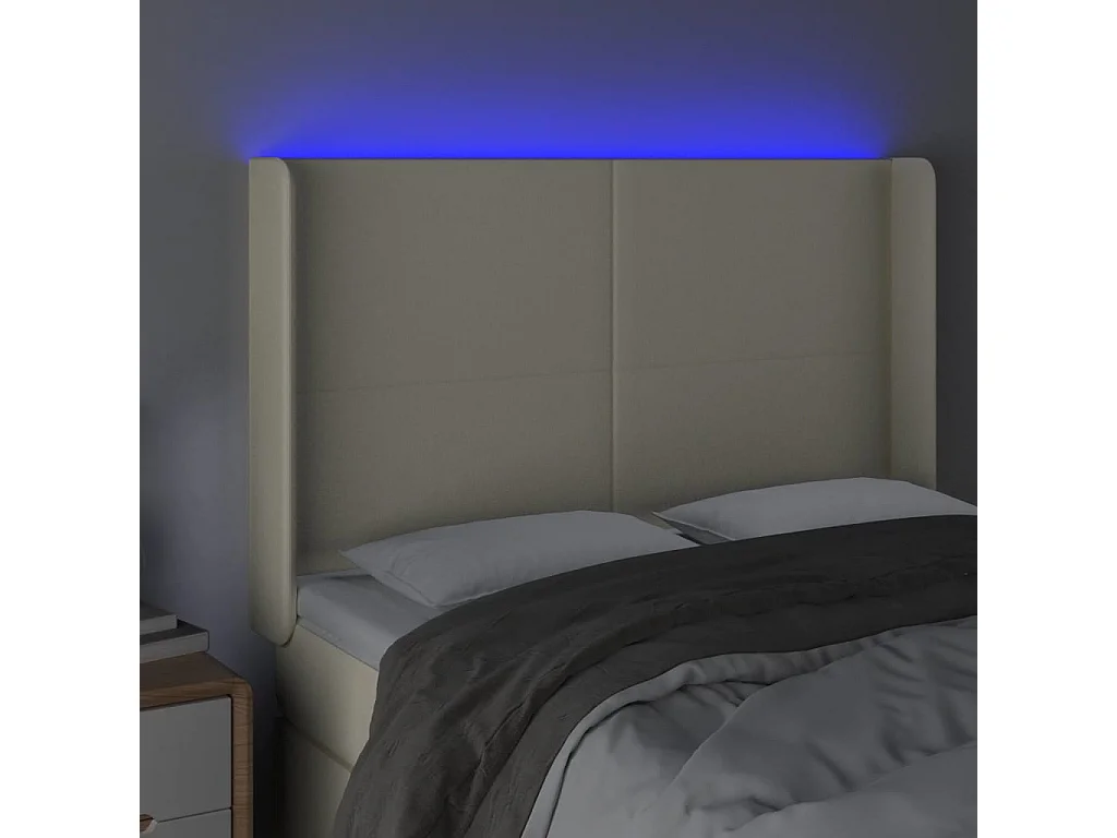 LED - Kopfteil für Bett | Bett-Kopfteil Creme 147x16x118/128 cm Kunstleder  -MN604310