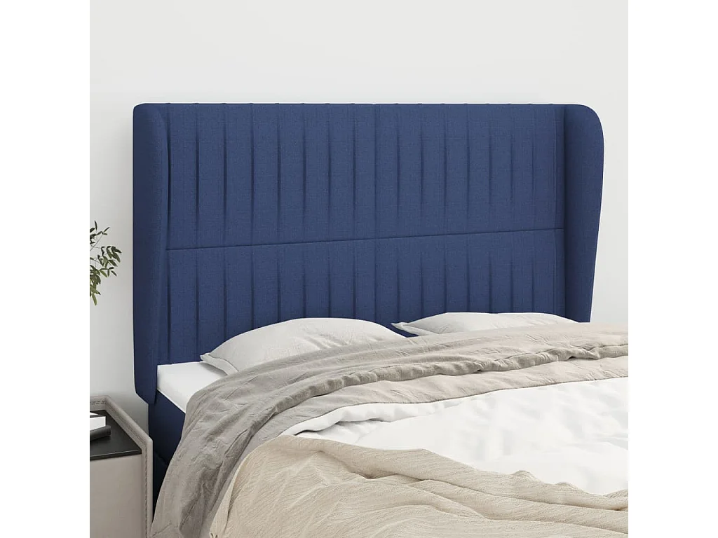 Kopfteil für Bett | Bett-Kopfteil mit Ohren Blau 147x23x118/128 cm Stoff -MN110221