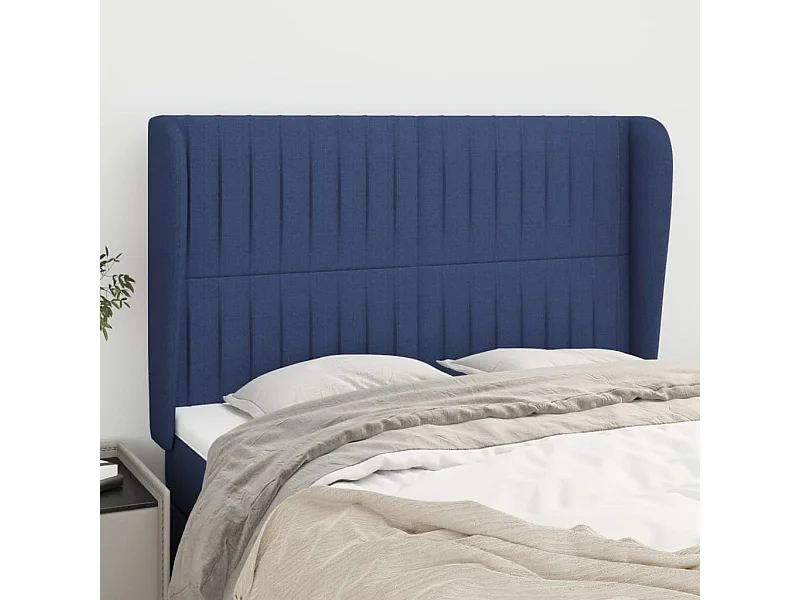 Kopfteil für Bett | Bett-Kopfteil mit Ohren Blau 147x23x118/128 cm Stoff -MN110221