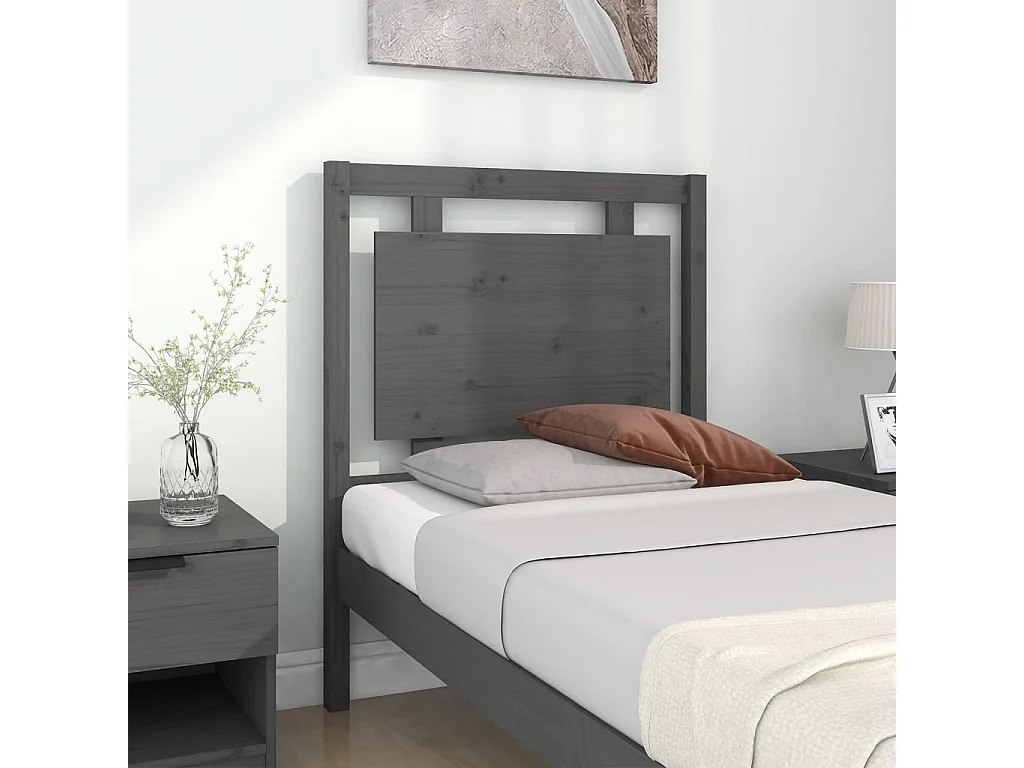 Kopfteil für Bett | Bett-Kopfteil Grau 80,5x4x100 cm Massivholz Kiefer -MN145559