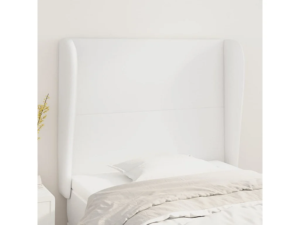 Kopfteil für Bett | Bett-Kopfteil mit Ohren Weiß 103x23x118/128 cm Kunstleder -MN902426