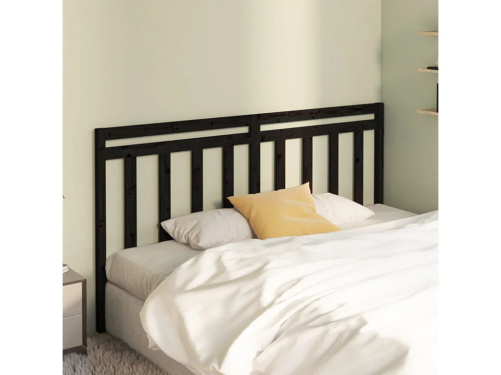 Kopfteil für Bett | Bett-Kopfteil Schwarz 206x4x100 cm Massivholz Kiefer -MN354867