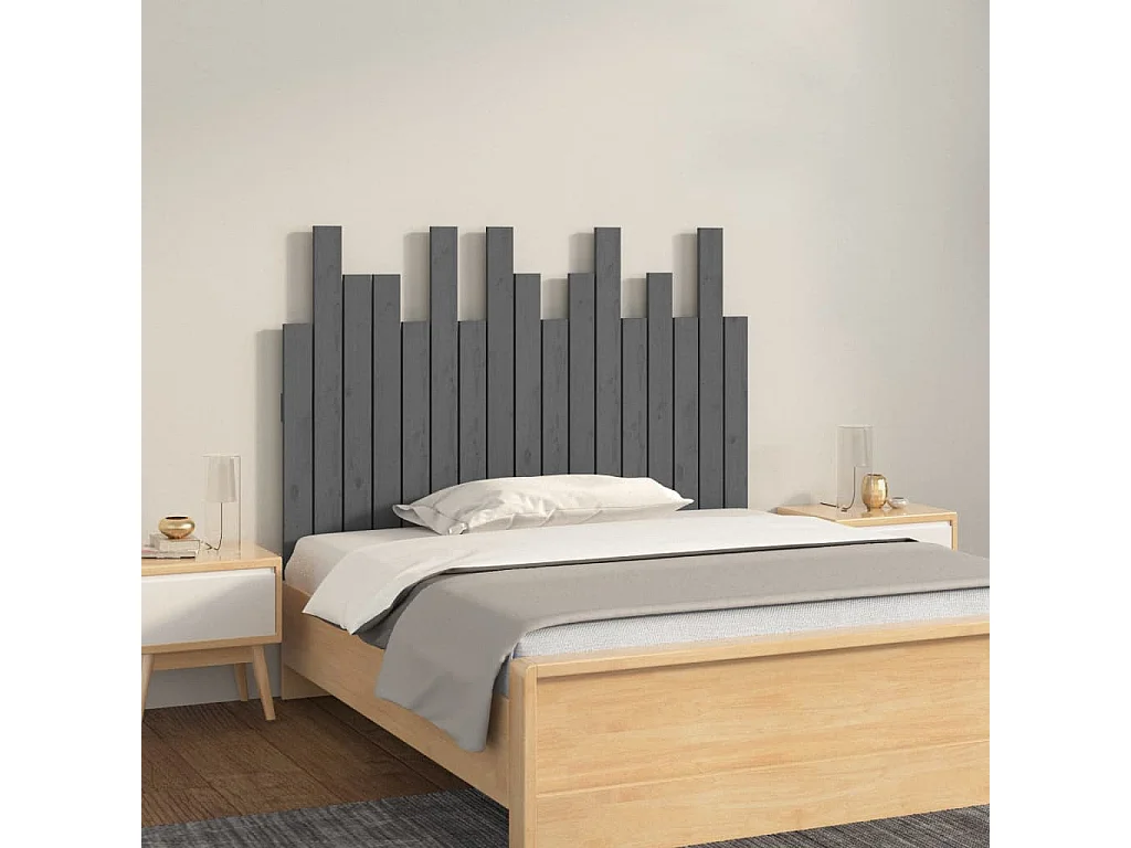 Wand-Kopfteil für Bett | Bett-Kopfteil Grau 108x3x80 cm Massivholz Kiefer -MN537572