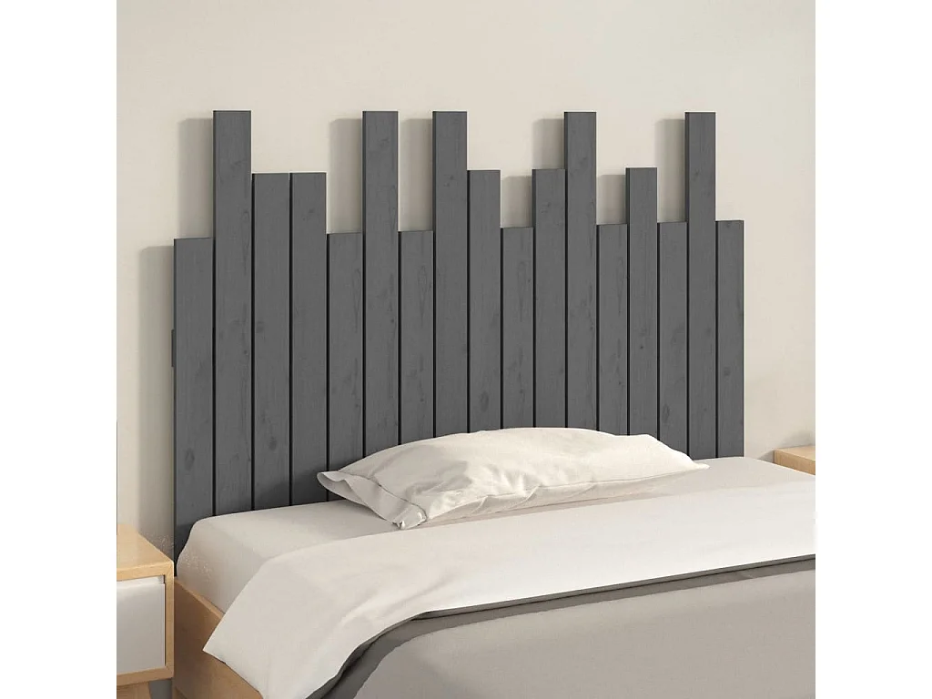 Wand-Kopfteil für Bett | Bett-Kopfteil Grau 108x3x80 cm Massivholz Kiefer -MN537572