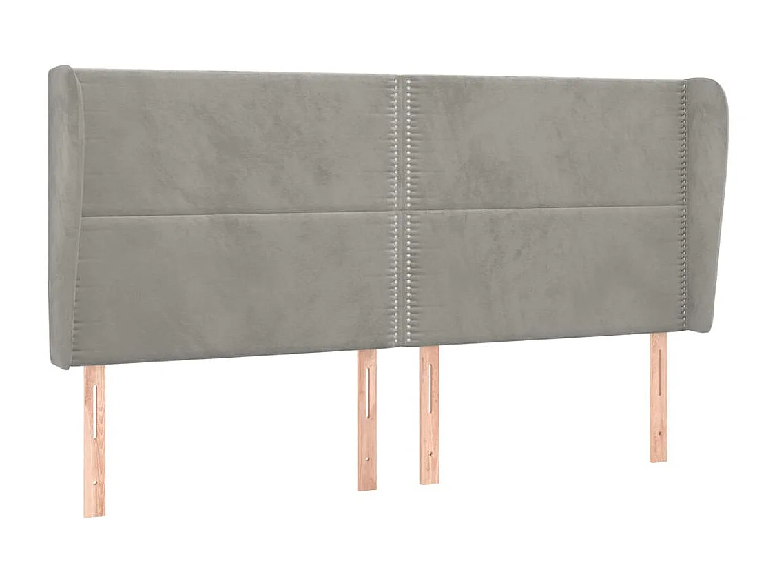 Kopfteil für Bett | Bett-Kopfteil mit Ohren Hellgrau 163x23x118/128 cm Samt -MN968012