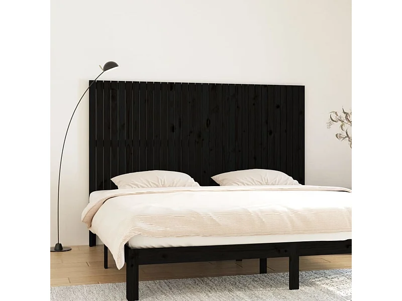 Wand-Kopfteil für Bett | Bett-Kopfteil Schwarz 204x3x110 cm Massivholz Kiefer -MN557656