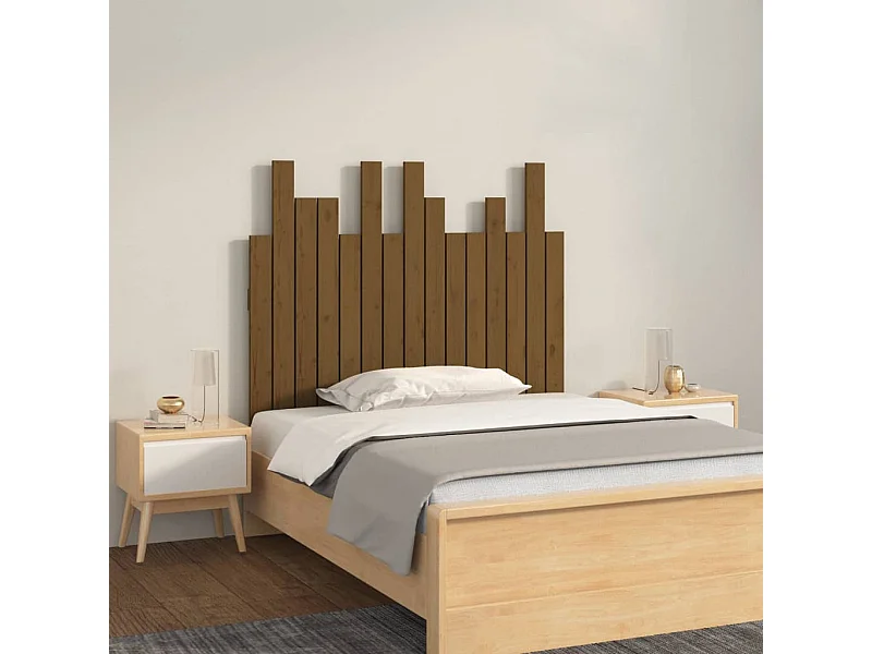 Wand-Kopfteil für Bett | Bett-Kopfteil Honigbraun 95,5x3x80 cm Massivholz Kiefer -MN217321