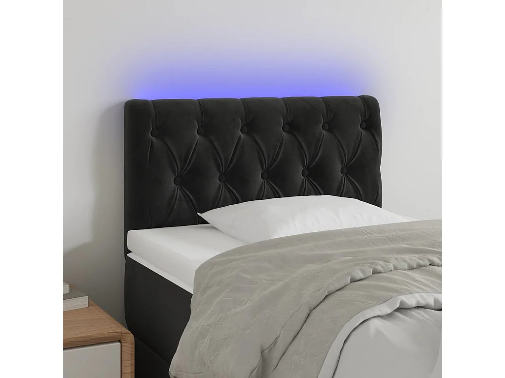 LED - Kopfteil für Bett | Bett-Kopfteil Schwarz 80x7x78/88 cm Samt -MN540745