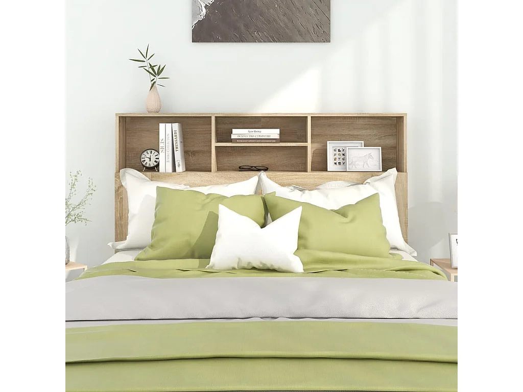Kopfteil für Bett | Bett-Kopfteil mit Ablagen Sonoma-Eiche 140x19x103,5 cm -MN226517