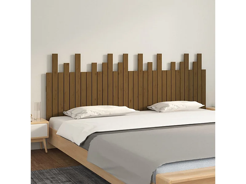 Wand-Kopfteil für Bett | Bett-Kopfteil Honigbraun 204x3x80 cm Massivholz Kiefer -MN476251