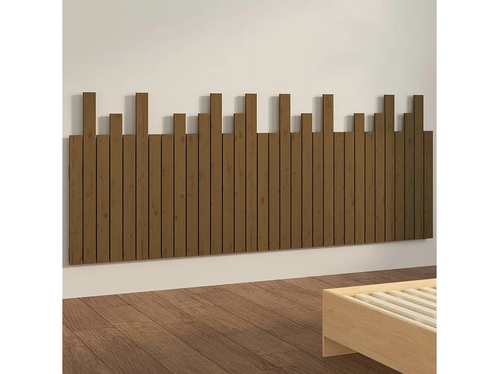 Wand-Kopfteil für Bett | Bett-Kopfteil Honigbraun 204x3x80 cm Massivholz Kiefer -MN476251
