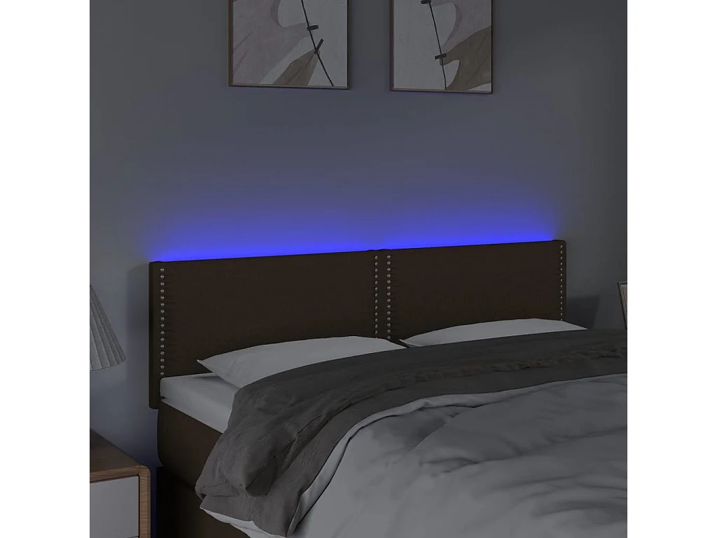 LED - Kopfteil für Bett | Bett-Kopfteil Dunkelbraun 144x5x78/88 cm Stoff -MN381906