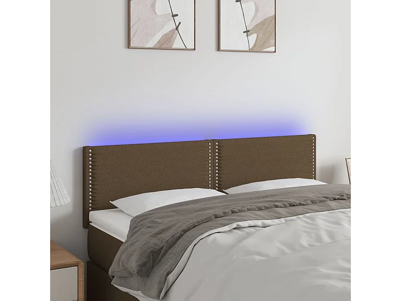 LED - Kopfteil für Bett | Bett-Kopfteil Dunkelbraun 144x5x78/88 cm Stoff -MN381906