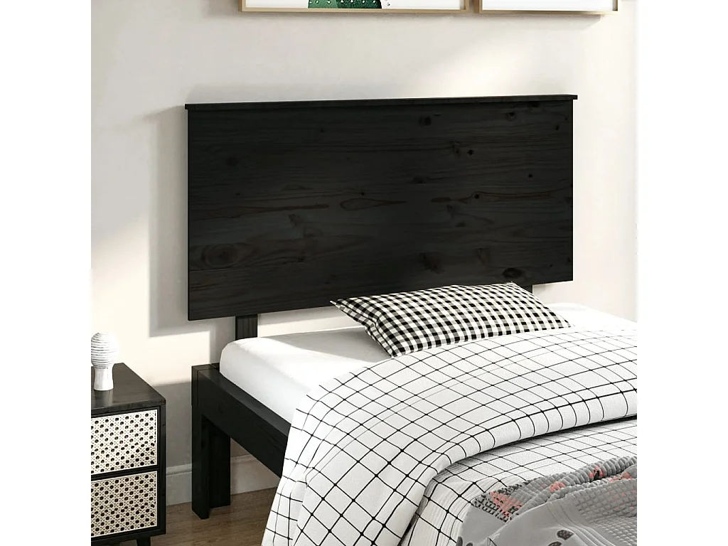 Kopfteil für Bett | Bett-Kopfteil Schwarz 124x6x82,5 cm Massivholz Kiefer -MN291610