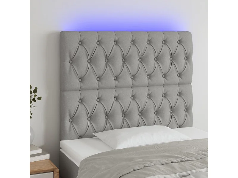LED - Kopfteil für Bett | Bett-Kopfteil Hellgrau 100x7x118/128 cm Stoff -MN437347