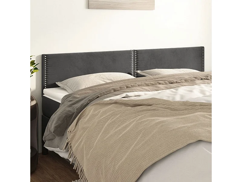 2er Kopfteil für Bett | Bett-Kopfteile Dunkelgrau 80x5x78/88 cm Samt -MN418854