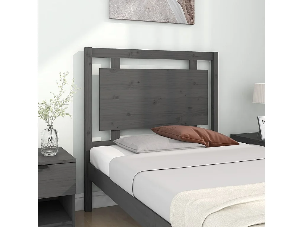 Kopfteil für Bett | Bett-Kopfteil Grau 95,5x4x100 cm Massivholz Kiefer -MN709084