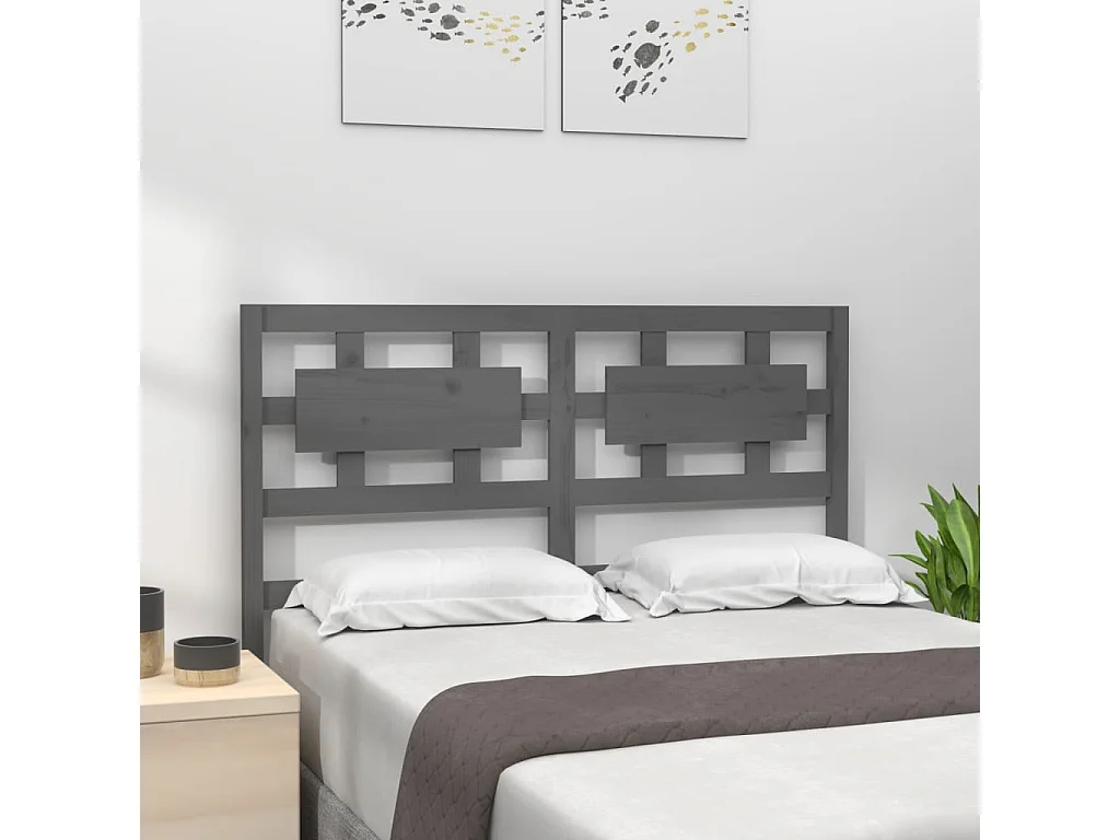 Kopfteil für Bett | Bett-Kopfteil Grau 165,5x4x100 cm Massivholz Kiefer -MN122464