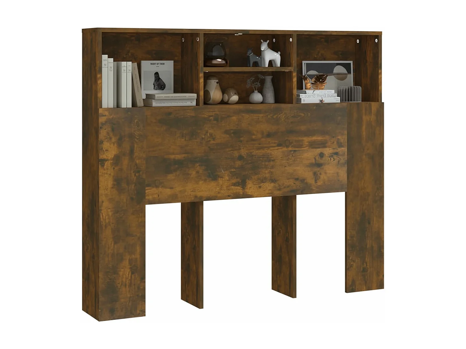 Kopfteil für Bett | Bett-Kopfteil mit Ablagen Räuchereiche 120x19x103,5 cm -MN318661