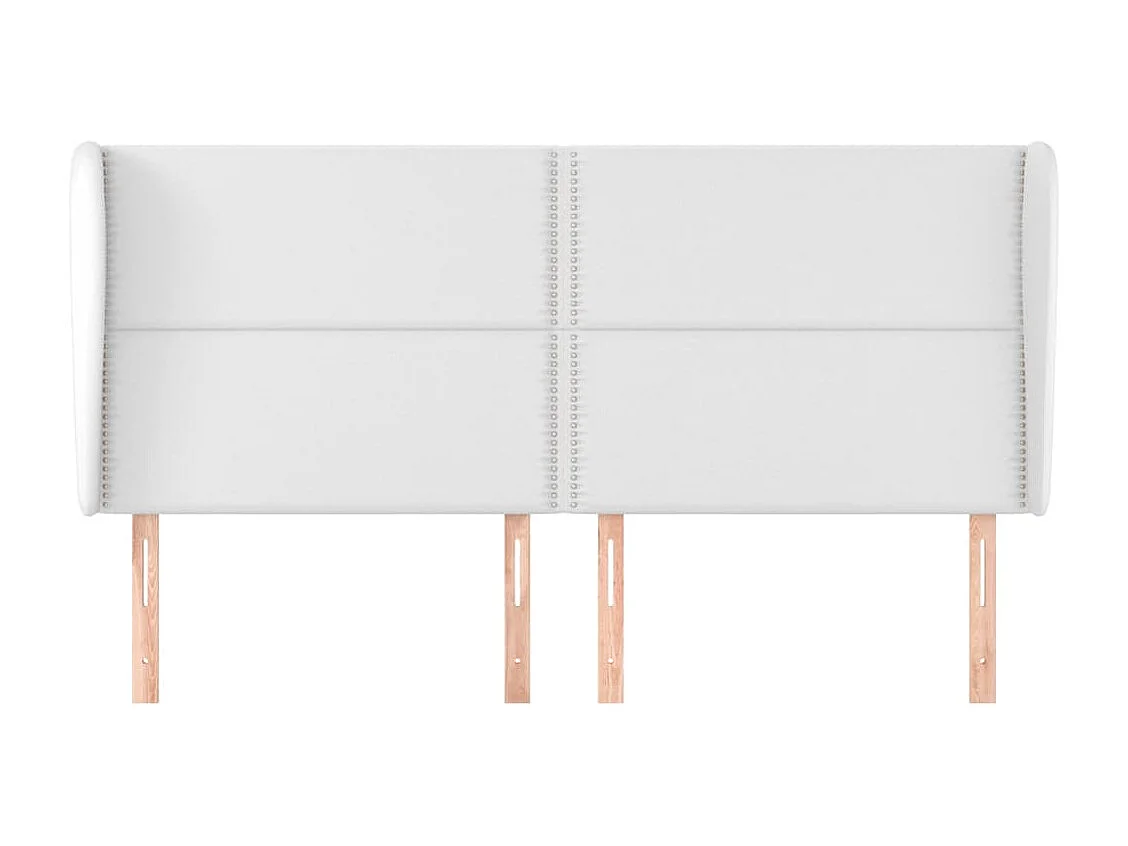 Kopfteil für Bett | Bett-Kopfteil mit Ohren Weiß 203x23x118/128 cm Kunstleder -MN779908