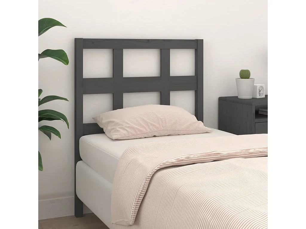 Kopfteil für Bett | Bett-Kopfteil Grau 95,5x4x100 cm Massivholz Kiefer -MN741693