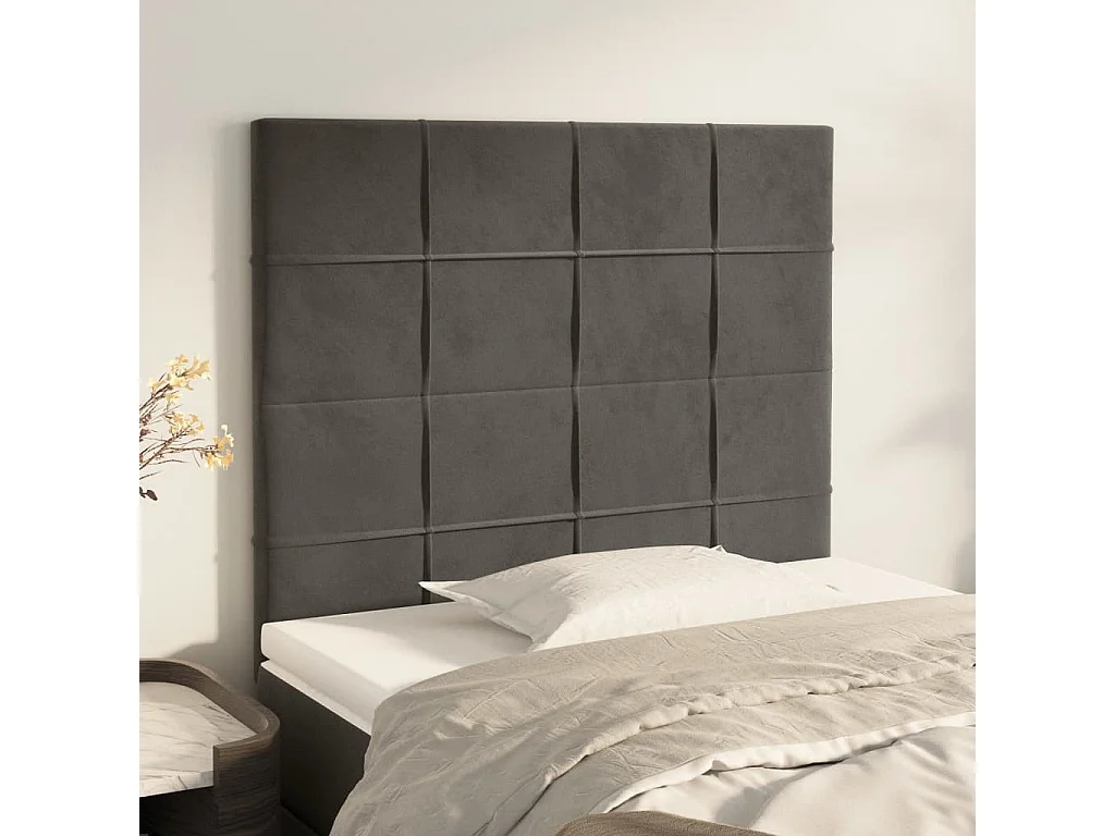 2er Kopfteil für Bett | Bett-Kopfteile Dunkelgrau 100x5x78/88 cm Samt -MN701716